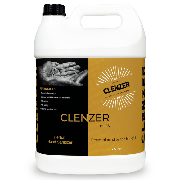 CLENZER Bliss Herbal Hand Sanitizer Gel - 75% Ethyl Alcohol - 5 Liter